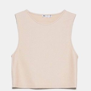 ZARA TEXTURED CROPPED T-SHIRT